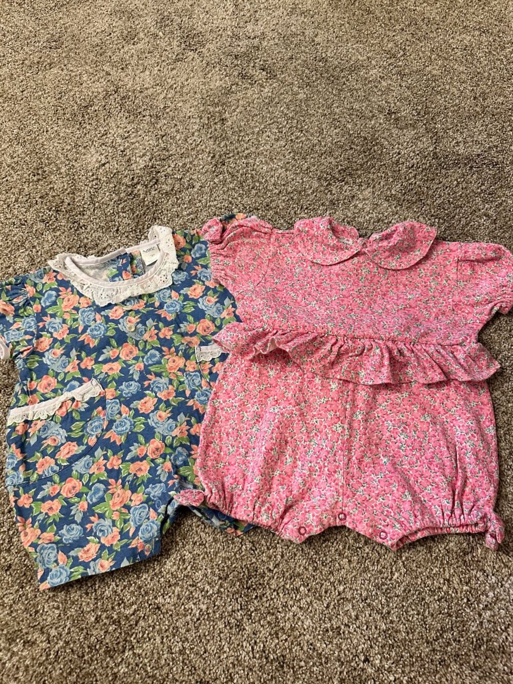 Vintage Babycrest & Agabang Baby Girls Floral Bubble Rompers 6 9 12 months
